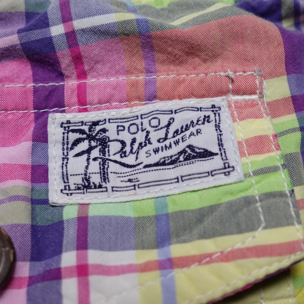 Polo Ralph Lauren Swim Trunks Men Large Multicolor Plaid Mesh Lined Madras - Picture 7 of 10